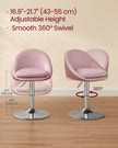 Adjustable Dressing Chair – Steel – Jelly Pink and Silver Grey – Swivel Stool with Backrest