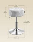 Height Adjustable Stool – PU Upholstery – Cream White – 360° Swivel, Thick Cushion for Makeup Vanity