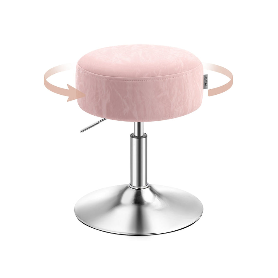 Dressing Table Stool – PU Upholstery – Cream White – Height Adjustable, 360° Swivel, Thick Cushion