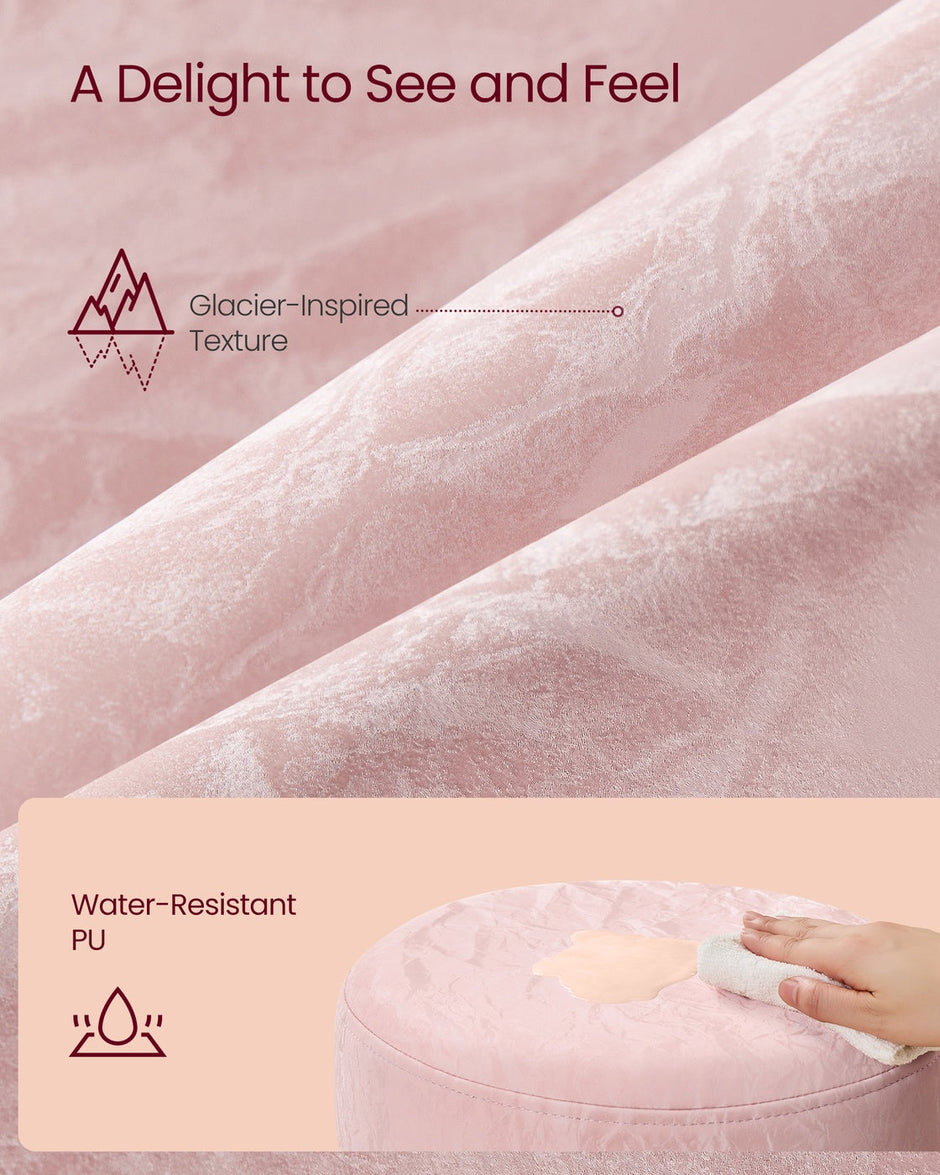 Dressing Table Stool – PU Upholstery – Cream White – Height Adjustable, 360° Swivel, Thick Cushion