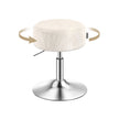 Height Adjustable Makeup Vanity Stool – PU Upholstery – Cream White – 360° Swivel, Thick Cushion