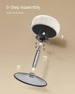 Height Adjustable Makeup Vanity Stool – PU Upholstery – Cream White – 360° Swivel, Thick Cushion