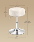 Height Adjustable Makeup Vanity Stool – PU Upholstery – Cream White – 360° Swivel, Thick Cushion