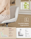 Dressing Table Chair - Adjustable Height - Foam and Fabric - 360° Swivel - Backrest Support