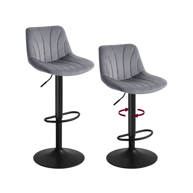 Adjustable Swivel Bar Stools - 2-Piece Set - PU Leather - Backrest - Metal Footrest