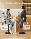 Height Adjustable Swivel Bar Stools – Synthetic Leather – Quilt – Set of 2 with Back and Footrest