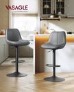 Height Adjustable Swivel Bar Stools – Synthetic Leather – Quilt – Set of 2 with Back and Footrest