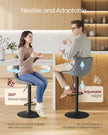 Height Adjustable Swivel Bar Stools – Synthetic Leather – Quilt – Set of 2 with Back and Footrest