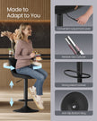 Adjustable Swivel Bar Stools - 2-Piece Set - PU Leather - Backrest - Metal Footrest