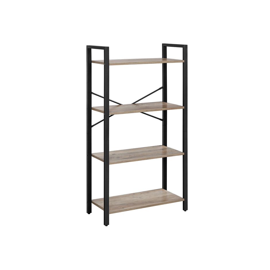 4-Tier Bookshelf – Iron Frame – Greige and Black – Industrial Design