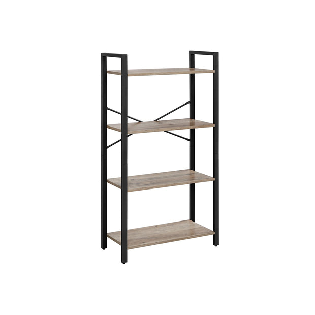 4-Tier Bookshelf – Iron Frame – Greige and Black – Industrial Design