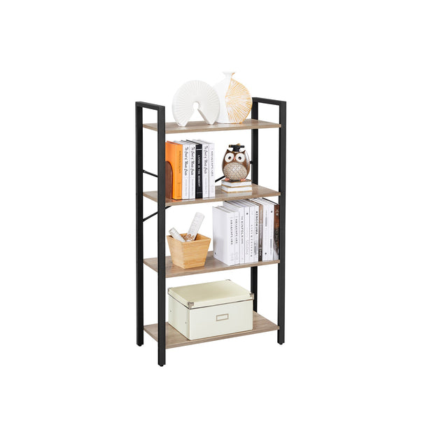 4-Tier Bookshelf – Iron Frame – Greige and Black – Industrial Design