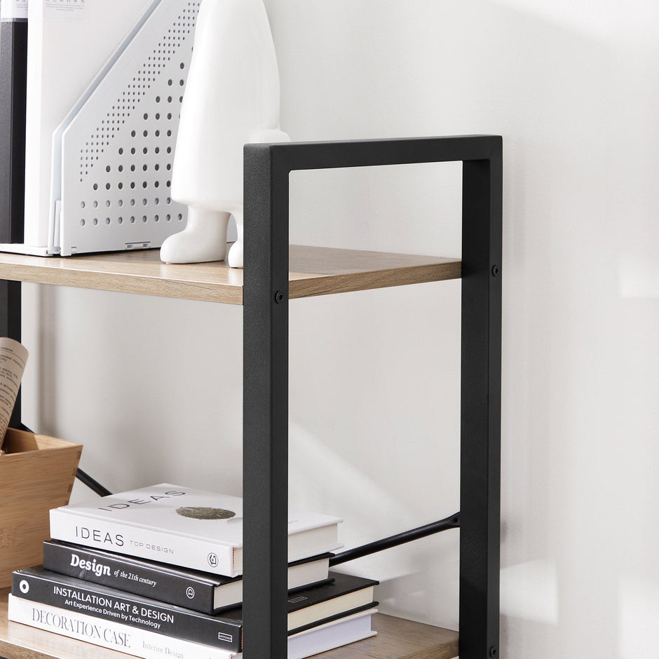 4-Tier Bookshelf – Iron Frame – Greige and Black – Industrial Design