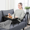 Breakfast Tray Table – Bamboo – Rustic Brown – Folding Legs with Phone and Tablet Groove