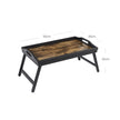 Breakfast Tray Table – Bamboo – Rustic Brown – Folding Legs with Phone and Tablet Groove