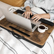 Lap Desk – Wood – Rustic Brown – With Handle and Cushion, Phone and Tablet Slot, 55 x 37 x 12 cm