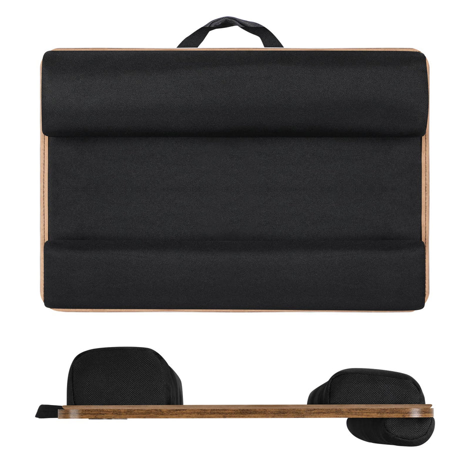 Lap Desk – Wood – Rustic Brown – With Handle and Cushion, Phone and Tablet Slot, 55 x 37 x 12 cm