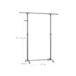 Adjustable Garment Rack – Stainless Steel – Grey – With Wheels and Additional Coat Hooks