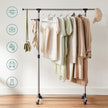 Adjustable Garment Rack – Stainless Steel – Grey – With Wheels and Additional Coat Hook