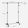 Adjustable Garment Rack – Stainless Steel – Grey – With Wheels and Additional Coat Hook