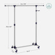 Adjustable Garment Rack – Stainless Steel – Grey – With Wheels and Additional Coat Hook