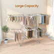 Clothes Drying Rack – Metal – Silver – Foldable with Height-Adjustable Wings