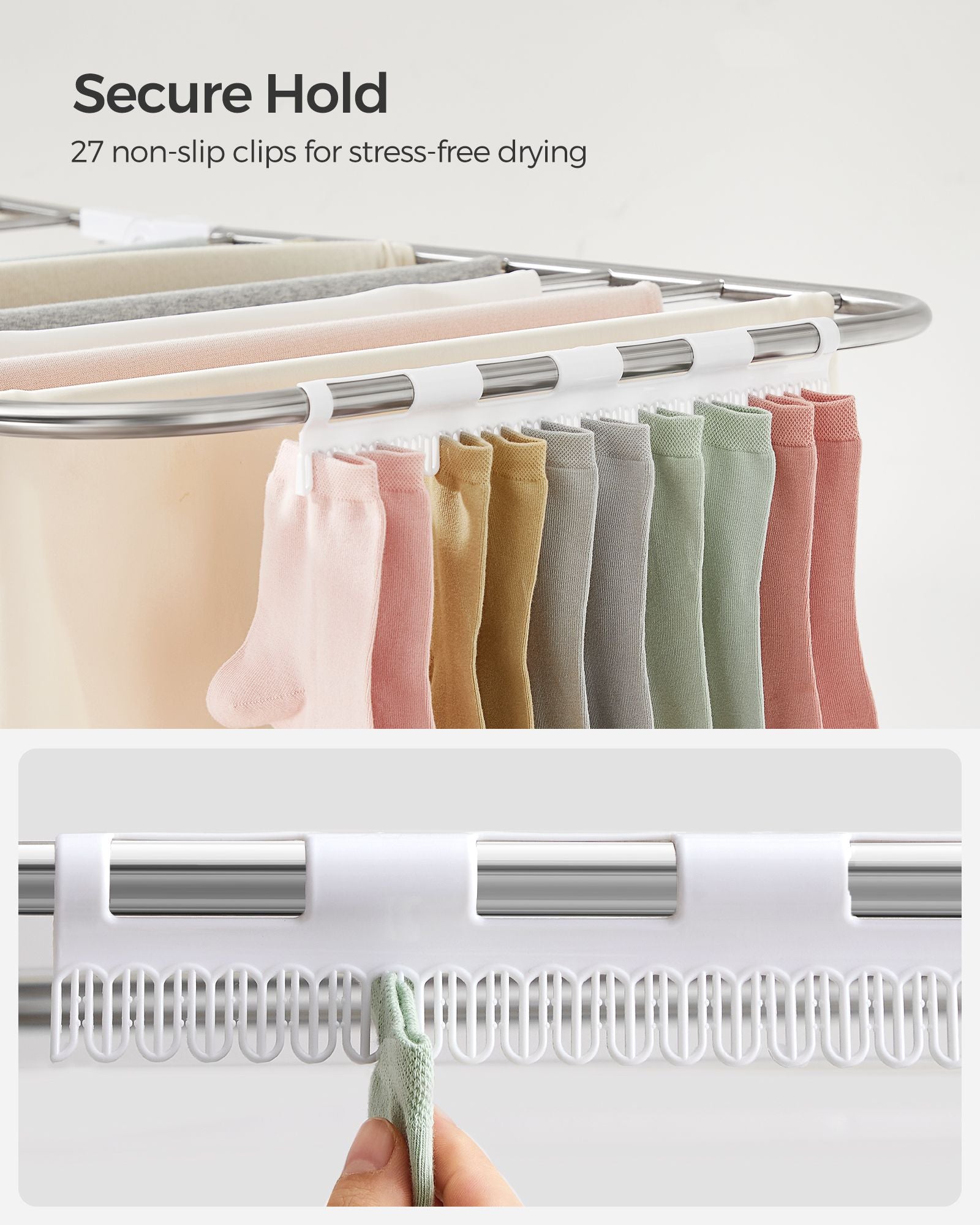 2-Level Clothes Drying Rack – Metal – Adjustable Height – Foldable and Free-Standing