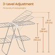 Clothes Drying Rack – Metal – Silver – Foldable with Height-Adjustable Wings