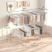 Clothes Drying Rack – Metal – Silver – Foldable with Height-Adjustable Wings