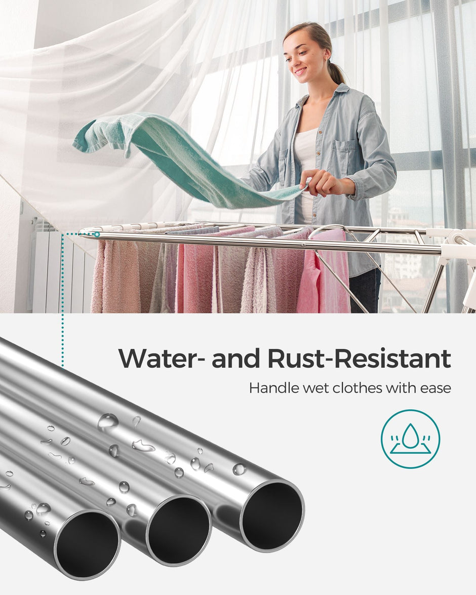 2-Level Clothes Drying Rack – Metal – Adjustable Height – Foldable and Free-Standing
