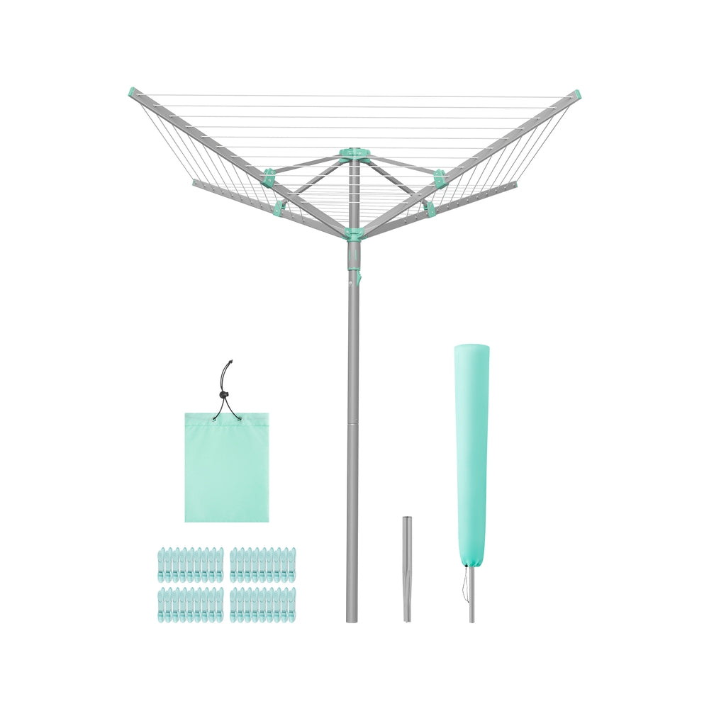 Rotary Washing Line - 45m - Steel/Plastic - Foldable - Includes Clips and Protective Cover