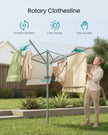 Rotary Washing Line - 45m - Steel/Plastic - Foldable - Includes Clips and Protective Cover
