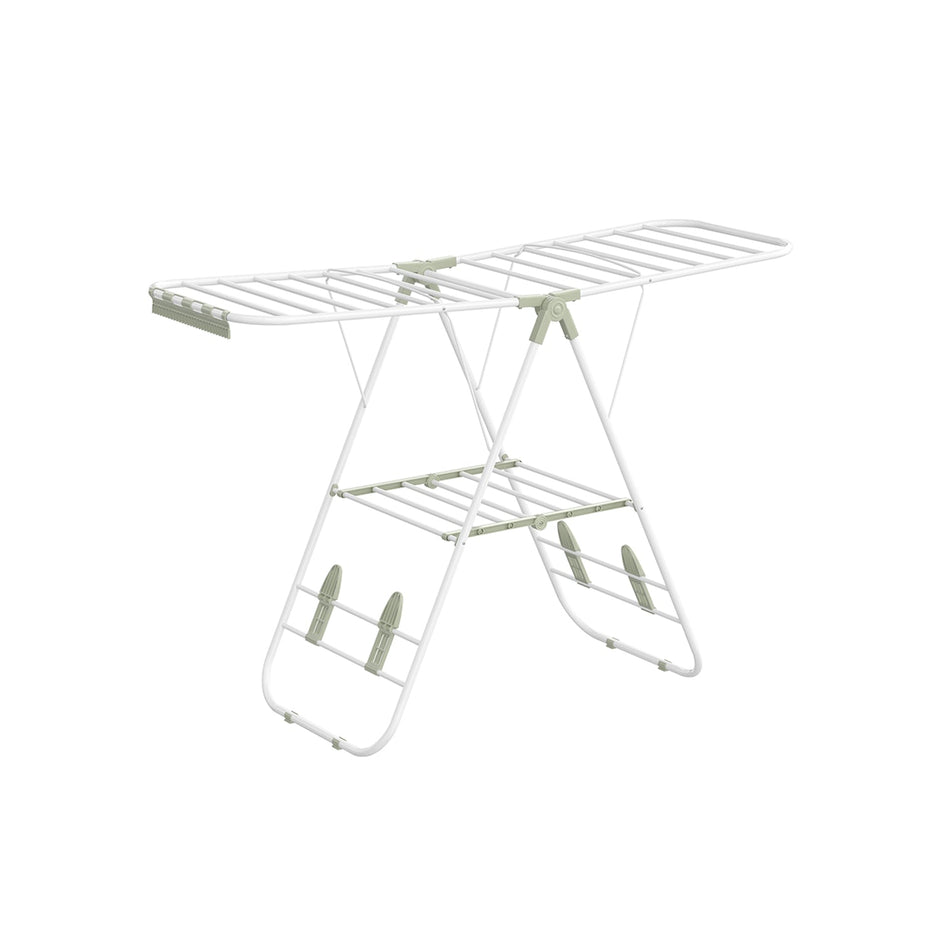 Folding Clothes Drying Rack – Stainless Steel – White and Green – 16 Metre Drying Space