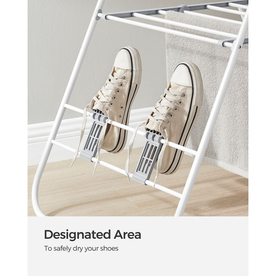 Foldable Clothes Airer – Stainless Steel – White and Grey – 16 Metre Drying Space