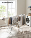 Foldable Clothes Drying Rack – Stainless Steel – Silver – Height-Adjustable Wings with 16 Metre Drying Space