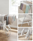 Foldable Clothes Drying Rack – Stainless Steel – Silver – Height-Adjustable Wings with 16 Metre Drying Space