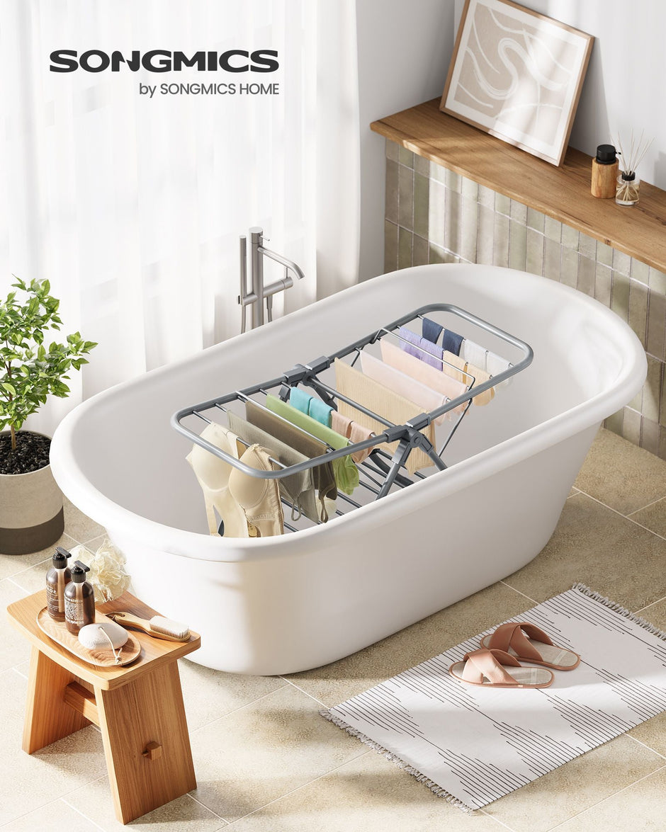 Foldable 2-Level Laundry Airer – Metal – Dove Grey – Space-Saving Design