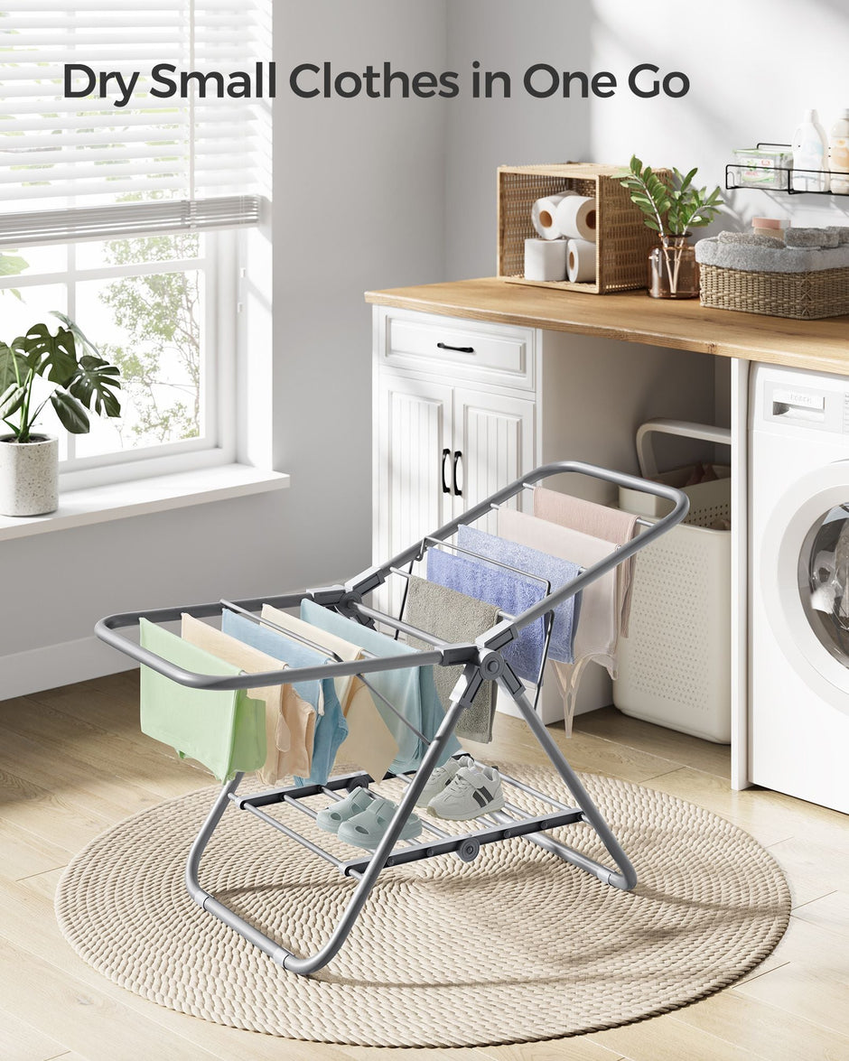 Foldable 2-Level Laundry Airer – Metal – Dove Grey – Space-Saving Design