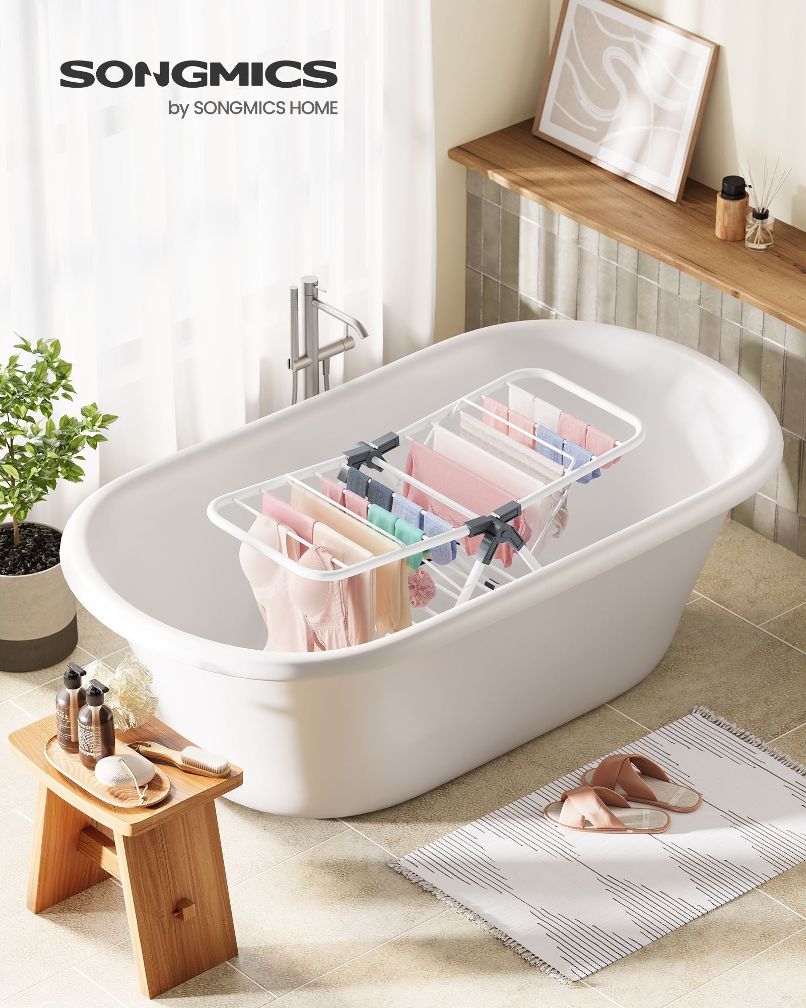 Laundry Airer – Metal – Cloud White – Foldable 2-Level Design, Space-Saving