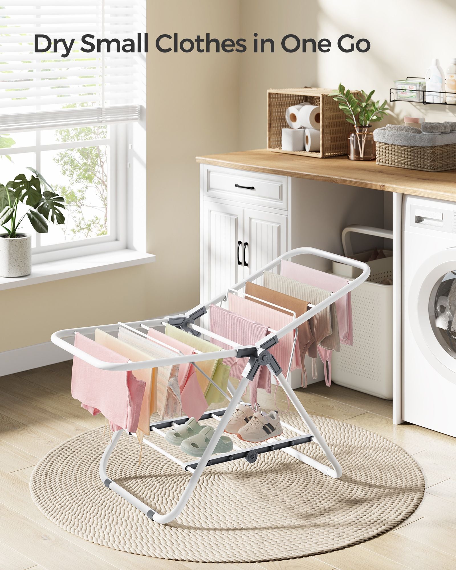 Laundry Airer – Metal – Cloud White – Foldable 2-Level Design, Space-Saving