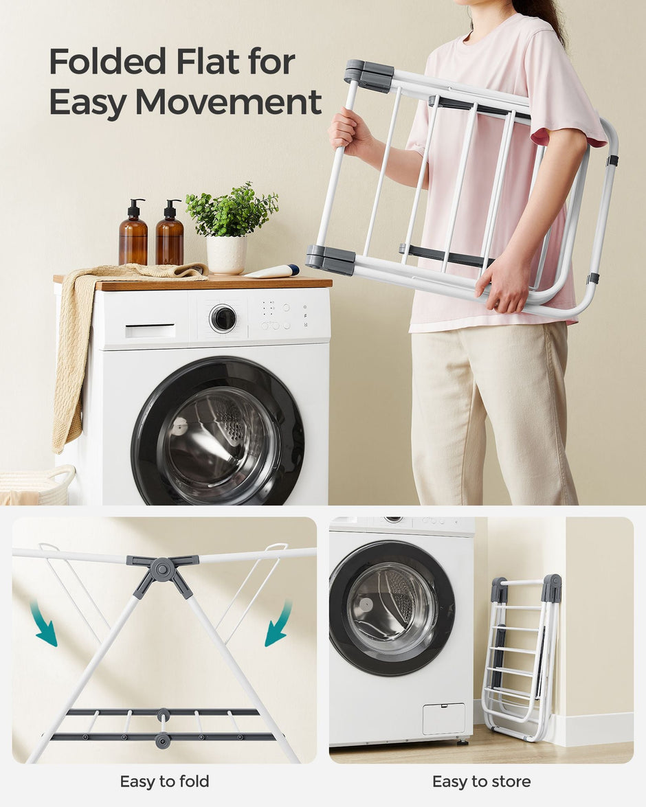 Laundry Airer – Metal – Cloud White – Foldable 2-Level Design, Space-Saving