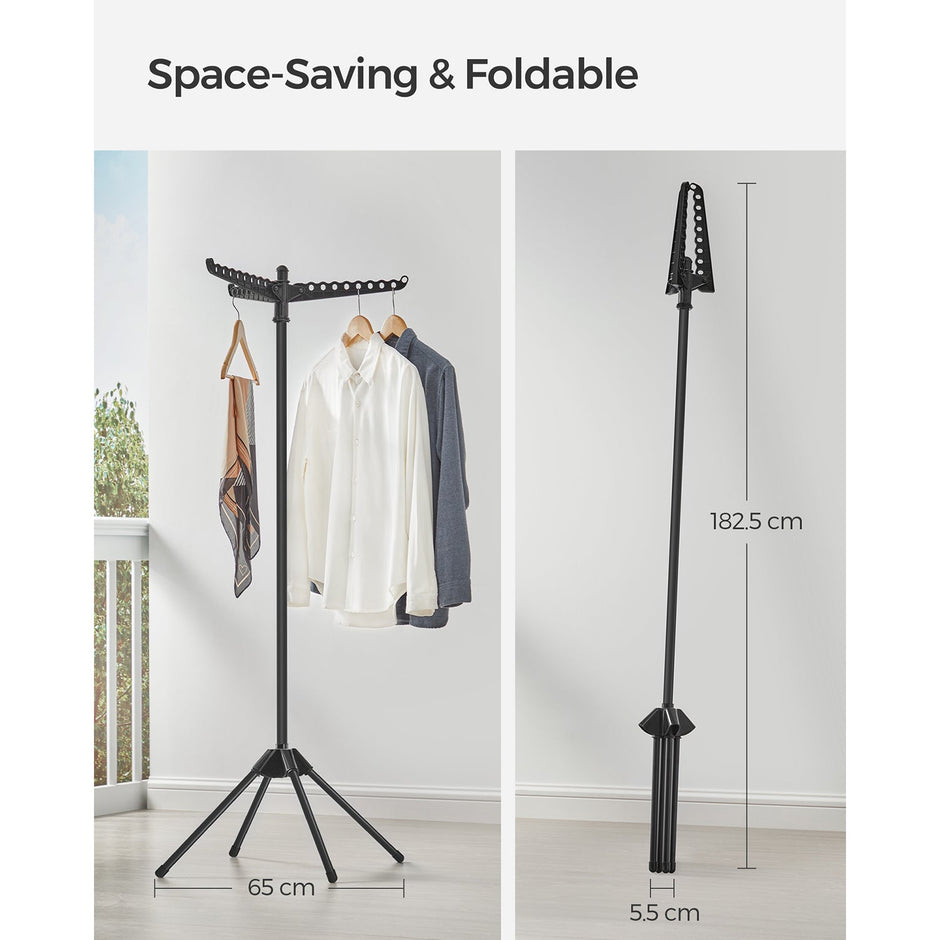 Clothes Drying Rack – Stainless Steel – Silver – Foldable and Space-Saving with 3 Arms