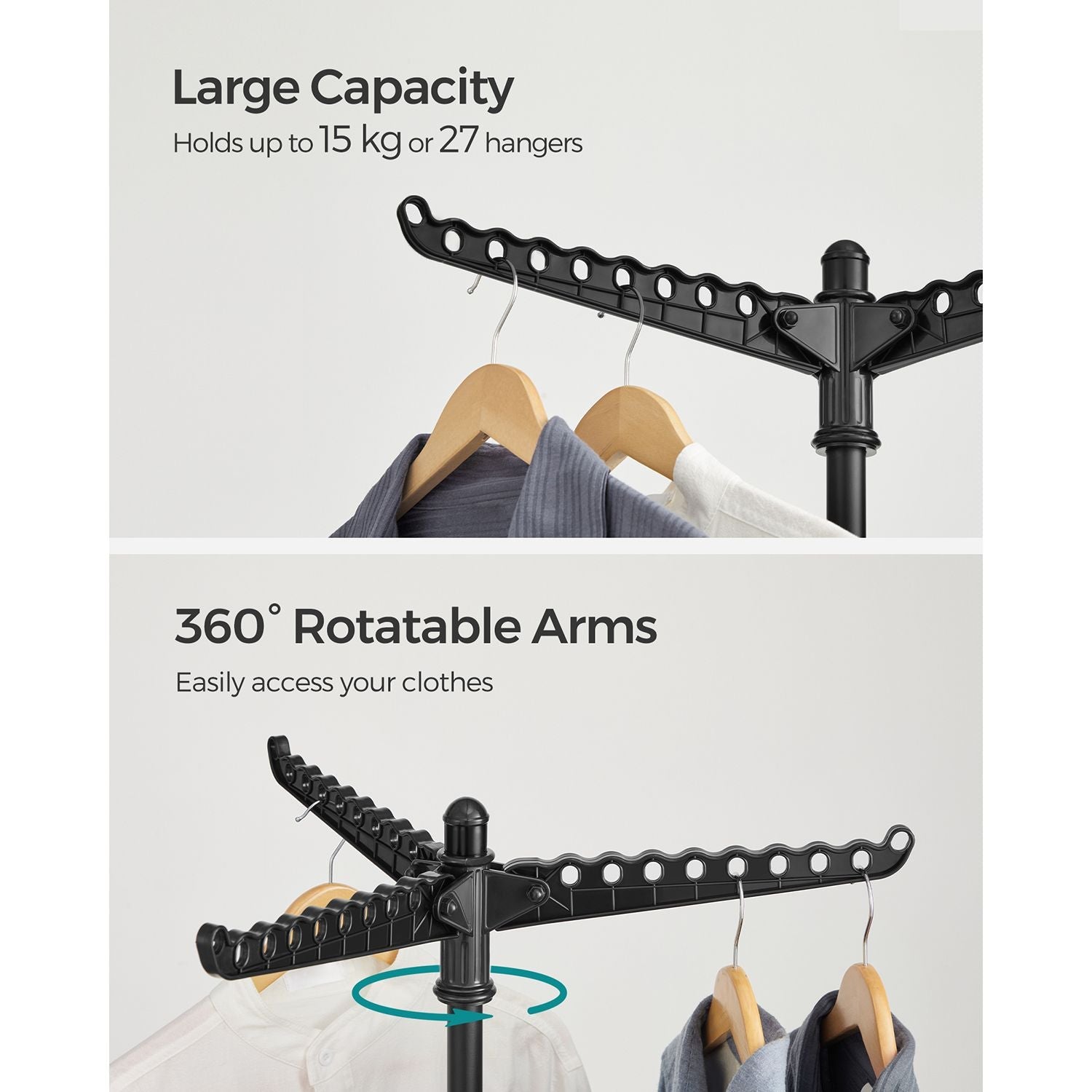 Clothes Drying Rack – Stainless Steel – Silver – Foldable and Space-Saving with 3 Arms
