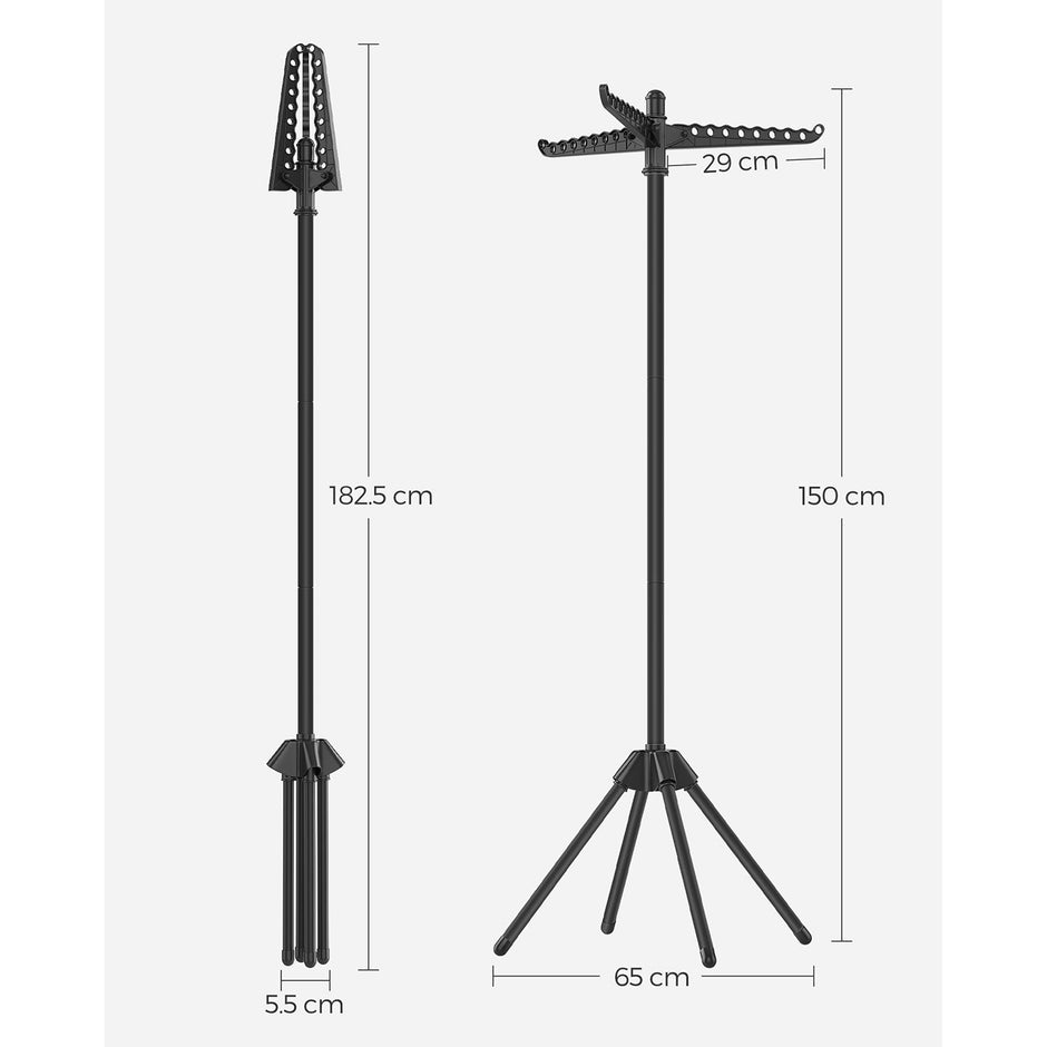 Clothes Drying Rack – Stainless Steel – Silver – Foldable and Space-Saving with 3 Arms