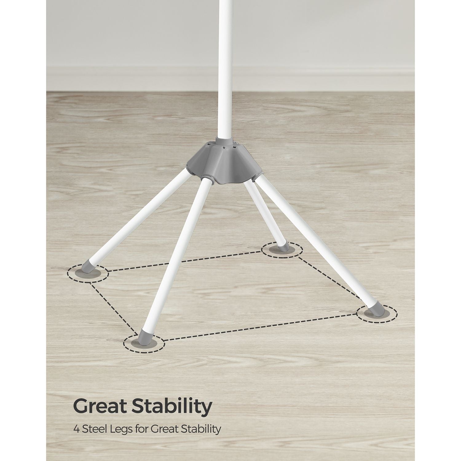 Clothes Drying Rack – Stainless Steel – Grey and White – Space-Saving and Foldable, Indoor Rotary Design