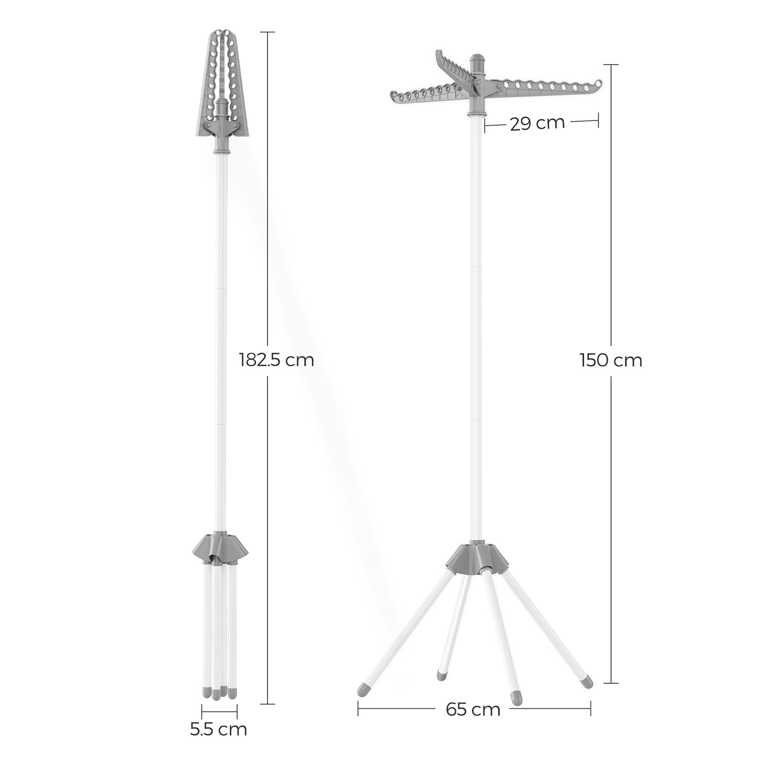 Clothes Drying Rack – Stainless Steel – Grey and White – Space-Saving and Foldable, Indoor Rotary Design