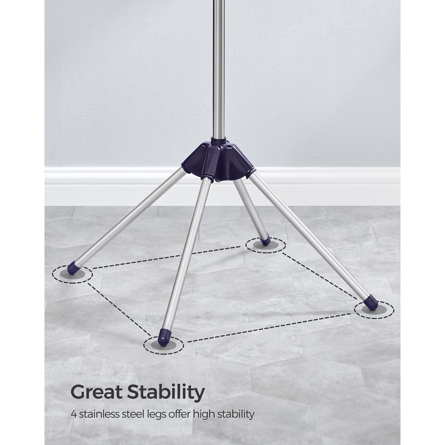 Clothes Airer – Stainless Steel – Silver – Space-Saving with 3 Rotatable Arms