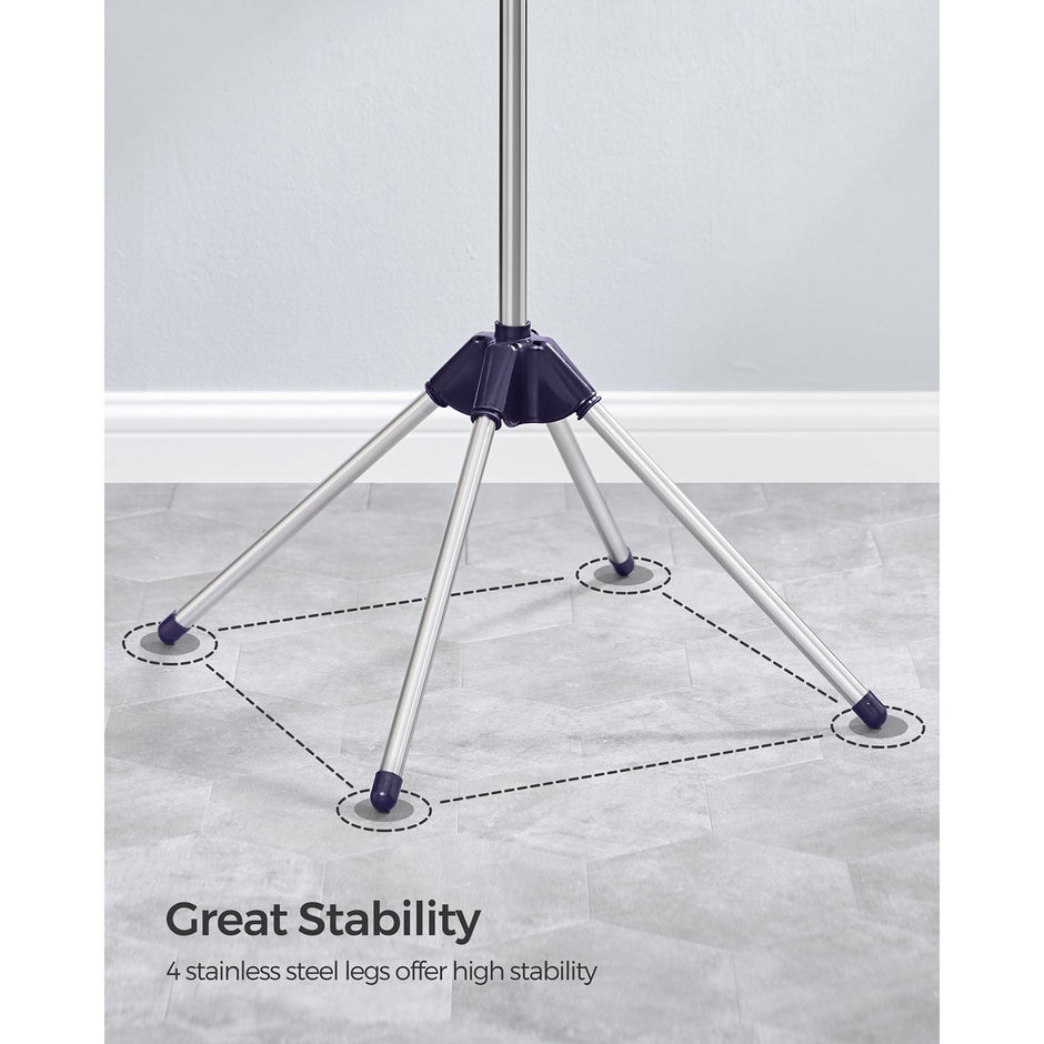 Clothes Airer – Stainless Steel – Silver – Space-Saving with 3 Rotatable Arms