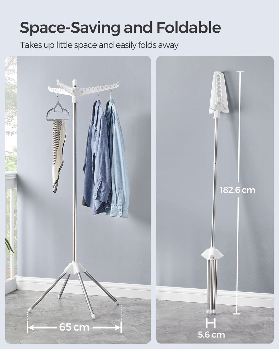 Clothes Drying Rack – Stainless Steel – Silver – Foldable Indoor Rotary Design with 3 Arms