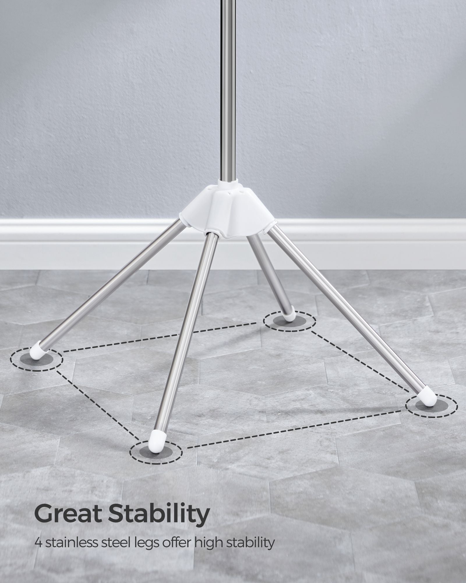 Clothes Drying Rack – Stainless Steel – Silver – Foldable Indoor Rotary Design with 3 Arms